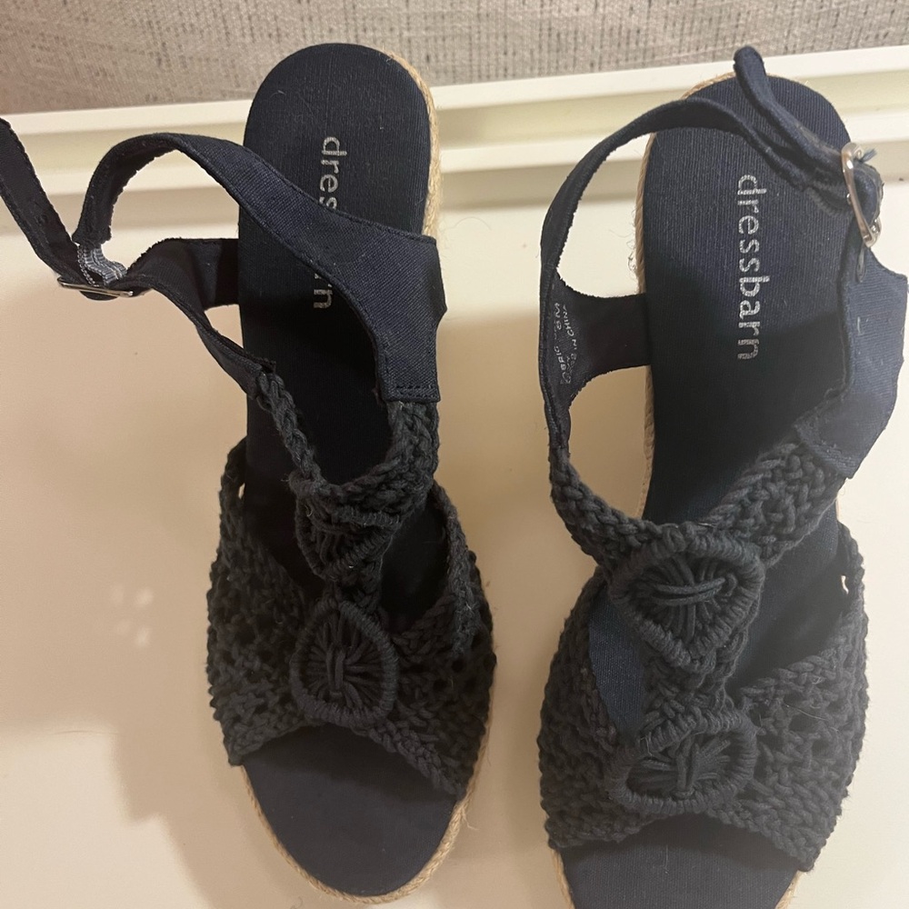 Dress Barn Blue Espadrilles with Intricate Upper and Ankle Strap